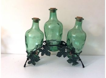 Decorative Glass Bottles On Stand
