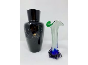 Fenton Vase & Small Art Glass Bud Vase