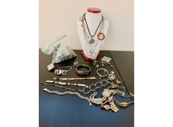 Large Collection Of Jewelry Including Watches, Some Sterling, Beads