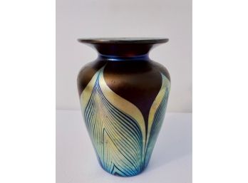 Stunning Iridescent Art Glass Vase - Signed
