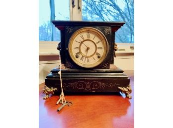 Ansonia Clock Co. Footed Mantle Clock With Key