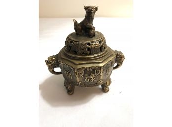 Asian Brass Jar With Lid