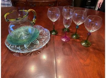 Colored Glass Stemware & Art Glass Serving Pieces