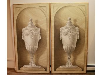Set Of Two Trump Art Urn Pictures Purchased From Kips Bay Show House 61' Tall