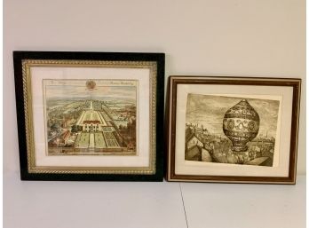 Print Titled 'The Seat Of Thomas Master, ESQ', Signed Lower Right & Original Etching By Michael Jacques Titled ' Over The Rooftops Of Paris' With COA
