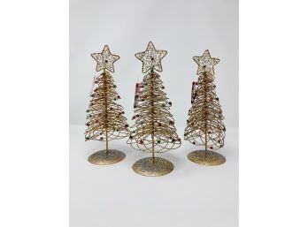 Metal Decorative Glitter Christmas Trees - Set Of 9