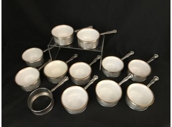 Vintage Sterling Silver & Lenox China Ramekins - Custard Cups 12 PC Sterling/11 Ramekins (Sterling 558g)