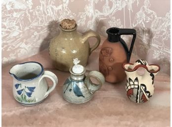 Pitcher Collectors Rejoice - 5pc Lot From Assorted Travels Including  New Mexico Wedding Vase