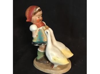 Vintage Hummel Style Geese & Girl Figurine - Marked Occupied Japan  4.75'H