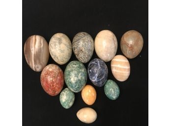 13pc Vintage Alabaster Egg Collection - Assorted Colors And Sizes Plus Bonus Egg