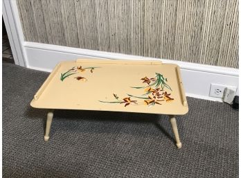 Breakfast In Bed! Vintage Folding Hand Painted Wooden Breakfast Or Lap Tray