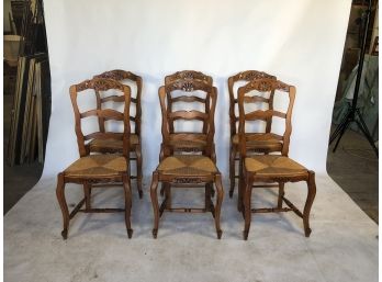 Set Of Six Ladder Back Dining Chairs