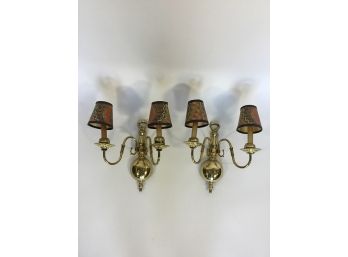 Pair Of Dutch Baroque Style Brass Sconces
