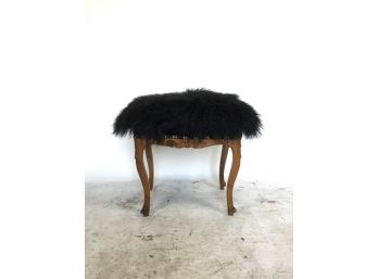Black Sheepskin Footstool