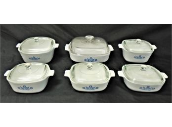 Group Of 6 Vintage Corning Ware Lidded Caserole Dishes