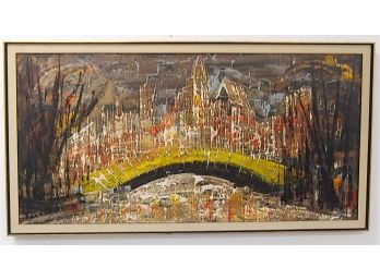 Listed Artist Raymond Dominique Sfax (1920-2007) Original Mid Century Cityscape Abstract Oil Painting