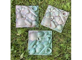 3 Gorgeous 3 Dimensional Shell Accent Tiles Chatham Pottery