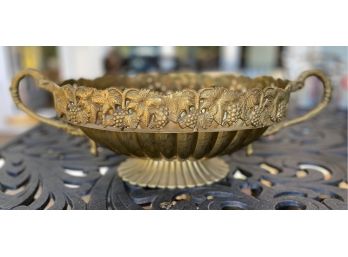 Gorgeous Solid Brass Pedestal Fruit Bowl Planter With Handles