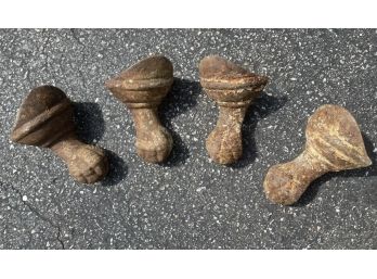 Antique Deco Set Of 4 Cast Iron Ball And Claw Tub Feet Lion Paws