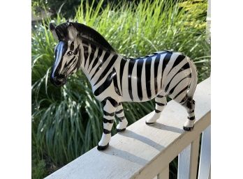 Striking Zebra Glazed Ceramic Figurine Made In Japan