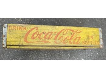 Vintage Yellow Painted Wood Coca Cola Crate