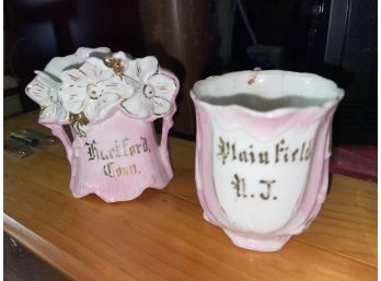 Two Beautiful Souvenir Cups Plainfield NJ And Hartford, Conn