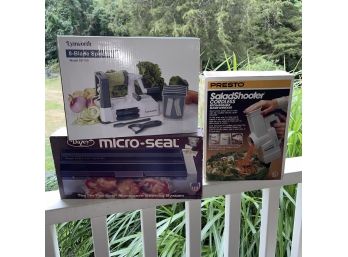 New Salad Shooter, Spiralizer And Dazey Micro Seal