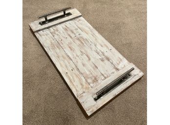 Wooden Tray Made From Reclaimed Pallets With Wrought Iron Handles