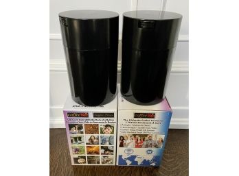 Two CoffeeVac Vacuum Seal Coffee Bean Containers