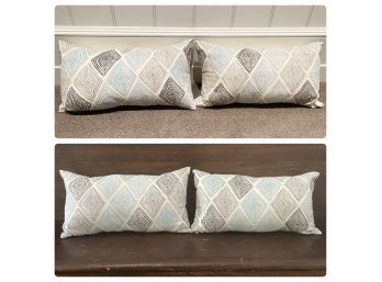 Set Of 4 Geometric Fabric Lumbar Pillows