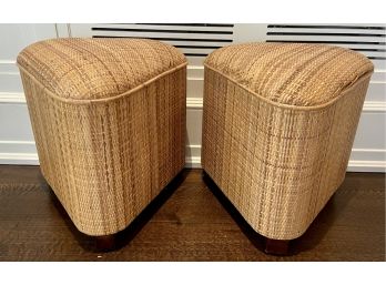 Pair Of Wicker Ottomans