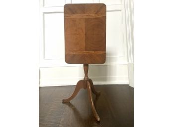 Vintage Pedestal Tilt Top Parquetry Accent Table