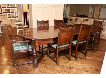 Large Solid Wood Dining Room Table With Six Chairs Imported From Scotland