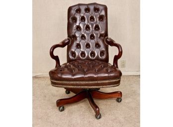 Leather Button Tufted Executive Chair On Casters