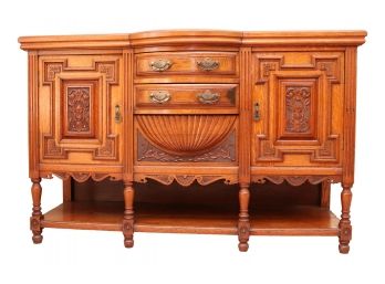 Vintage Hand-Carved Console 3D With Brass Hardware
