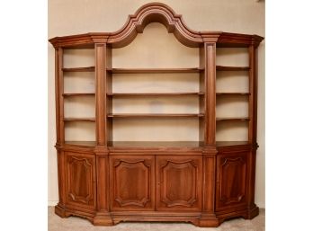 Wooden Entertainment Unit With Crown Moulding And Adjustable Shelves