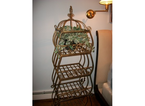 Great Tall Etagere (Stacked In Sections) Gold Gilt Wrought Iron Plants, Towels Or Whatever