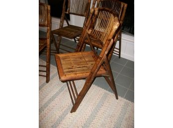 Set Four (4) - Vintage Bamboo Folding Chairs -Nice Decorator Item - THE BEST KIND !