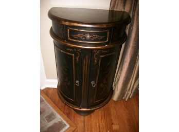 Lovely Two Door / One Drawer Demi Lune Cabinet Black / Gold - NICE PIECE !