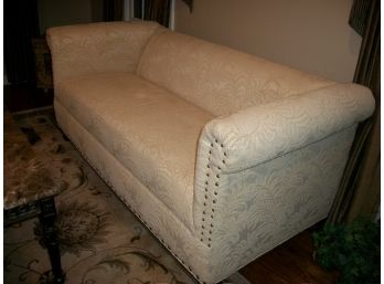 Absolutely Fabulous  Cream Colored Sofa  'Nailhead' Fern Design Wow ! (Paid $3,995)
