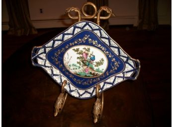 Very Pretty CHELSEA HOUSE French Style Platter On Wrought Iron Stand