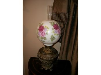 Vintage 'Gone With The Wind'  Electrified Oil Lamp Hand Painted - Very Pretty