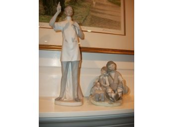 Two Lladro Figurines / Dentist And  Two Children With A Dog - VERY NICE !