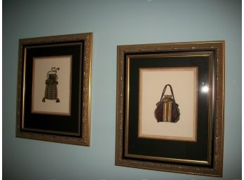 Pair Hand Colored 'Genteel Purses' Prints By Bassett (Over $450 Retail)