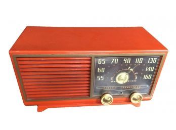 Philco Transitone Vintage Midcentury Tube Radio In Red