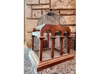 Vintage Wooden And Wire Bird Cage