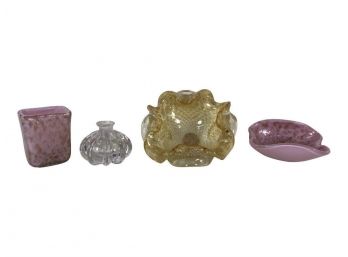 Grouping Of Four Hand-Blown Venetian Glass Items