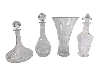 Collection Of Three Crystal Decanters And Vase