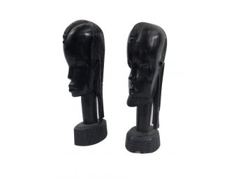 Pair Of Male And Female African Busts