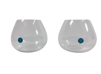 Matching Pair Of Tiffany Stemless Wine Glasses